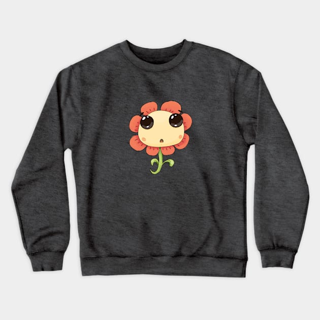 Cute beautiful surprised flower character Crewneck Sweatshirt by Nataly Agapitova